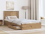 Bed Frame with Drawer Artisan Oak 90 x 200 cm Engineered Wood 3410042