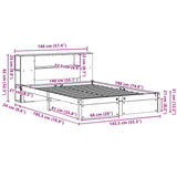 Bookcase Bed without Mattress White 140x190cm Solid Wood Pine 3322356