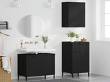 Bathroom Furniture Set 3 pcs Black Engineered Wood and Metal 3393104