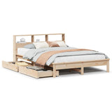 Bookcase Bed without Mattress 135x190 cm Double Solid Wood Pine 3309824