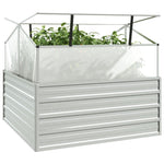 Garden Raised Bed with Greenhouse 100x100x85 cm Silver 316882