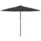 Garden Parasol with Wooden Pole Black 299x240 cm 363173