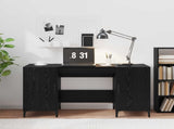 Desk with Storage Black Oak 140 x 50 x 75 cm Engineered Wood 8004204