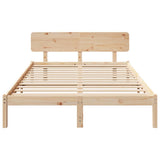 Bed Frame with Headboard Natural 160 x 200 cm Solid Pine Wood 872098