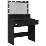 Dressing Table with LED Black 80x41x134.5 cm 848186