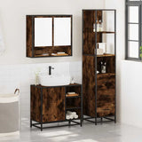 3 Piece Bathroom Furniture Set Smoked Oak Engineered Wood 3301177
