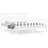 Bed Frame without Mattress White Super King Size Solid Wood Pine 3192442