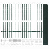 Welded Wire Fence with Posts 50 x 1 m PVC-Coated Steel Green 3336516