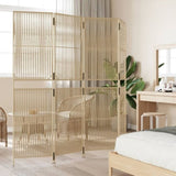 Room Divider 4 Panels Beige Poly Rattan 365379