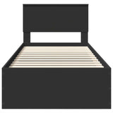 Bed Frame with Headboard Black 90 x 200 cm Engineered Wood 3408712