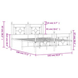 Metal Bed Frame without Mattress with Footboard White 135x190cm 374405