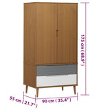 Wardrobe MOLDE Brown 90x55x175 cm Solid Wood Pine 350522