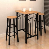 Bar Table and Stool Set 3 Pieces Wood and Steel 275403