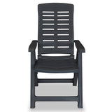 Garden Chair Set of 2 Anthracite Plastic Medium Foldable 43897