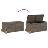 Garden Storage Box with Wheels Grey 283L Poly Rattan 365318