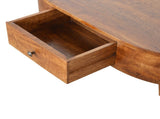 Solid Wood Chestnut Rounded Coffee Table, 2 Drawers, Dark Brown B2743P403121