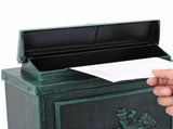Wall Mounted Mailbox Green 29 x 13 x 41 cm Cast Aluminum 42023496