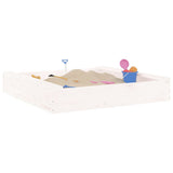 Sandbox with Seats White Square Solid Wood Pine 825031