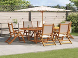 7 Piece Garden Dining Set Solid Wood Acacia and Textilene 3279273