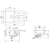 144859 Granite Kitchen Sink Double Basins White