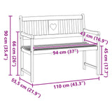 Outdoor Bench Natural 110 x 55.5 x 90 cm Solid Acacia Wood 42028089