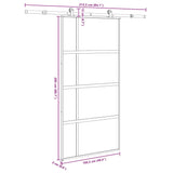 Sliding Door with Hardware Set 102.5x205 cm Tempered Glass and Aluminium 3333036