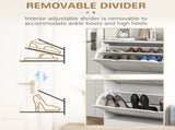 2 Drawers Entryway Shoe Cabinet, Narrow Shoe Storage Cabinet with 2 Flip Drawers, Louvred Door T3398P344136