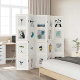 Room Divider 5 Panels White Solid Wood Paulownia 358694