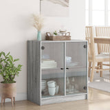 Side Cabinet with Glass Doors Grey Sonoma 68x37x75.5 cm 836425