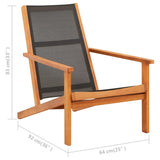 Garden Chair Black and Natural Wood Solid eucalyptus wood, Textilene 48699