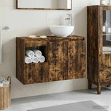 Bathroom Furniture Set 2 pcs Smoked Oak Engineered Wood 3404029