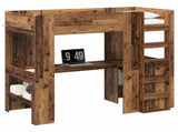 Loft Bed Frame with Desk Old Wood 80 x 200 cm Engineered Wood 3410449