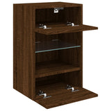 TV Wall Cabinet with LED Lights Brown Oak 40x30x60.5 cm 837090