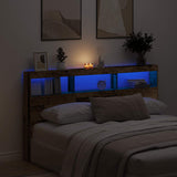 Headboard Cabinet with LED Old Wood 180x17x102 cm 863134
