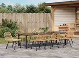 Garden Dining Set 9 pcs Brown Powder-Coated Steel 3379197
