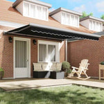Retractable Awning Manual Black 400 x 300 cm Fabric, Metal 3330604