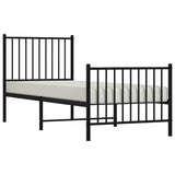 Metal Bed Frame without Mattress with Footboard Black 80x200cm 350873