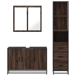 ZNTS 3 Piece Bathroom Furniture Set Brown Oak Engineered Wood 3301134