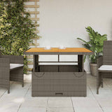 Garden Table Grey 110x110x71 cm Poly Rattan and Acacia Wood 368273
