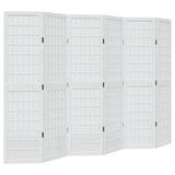 Room Divider 6 Panels White Solid Wood Paulownia 358793