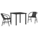 Garden Dining Set 3 pcs Black Powder-Coated Steel 3379380