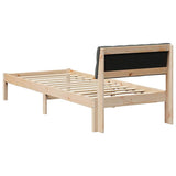 Bed frame Brown and dark grey 75 x 190 cm Solid pine wood 878650