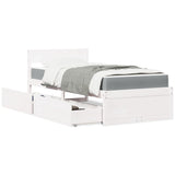 Bed with Drawers and Mattress White 90x200 cm Solid Wood Pine 3281908