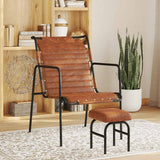 Relaxing Armchair with a Footrest Brown Real Leather 323728
