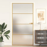 Interior Door Slim Golden 102,5x201,5 cm Tempered Glass and Aluminium 155139