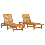 Sun Lounger Set of 3 Acacia Wood Brown Solid Acacia Wood 3325205