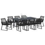 Garden Dining Set 9 pcs Black Poly Rattan 3378821