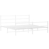 Metal Bed Frame without Mattress with Footboard White 200x200cm 355439