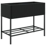 Garden Planters with Shelf 2 pcs Black 90x40x75 cm Poly Rattan 3210507