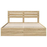 Bed Frame with Drawer Sonoma Oak 180 x 200 cm Engineer Wood 3411485